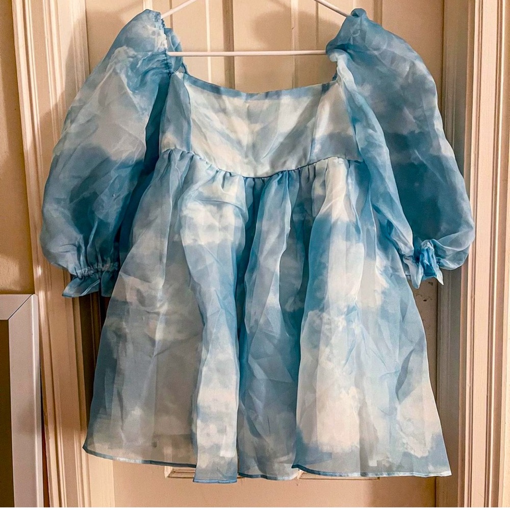 Hazel and Olive cloud print puff dress